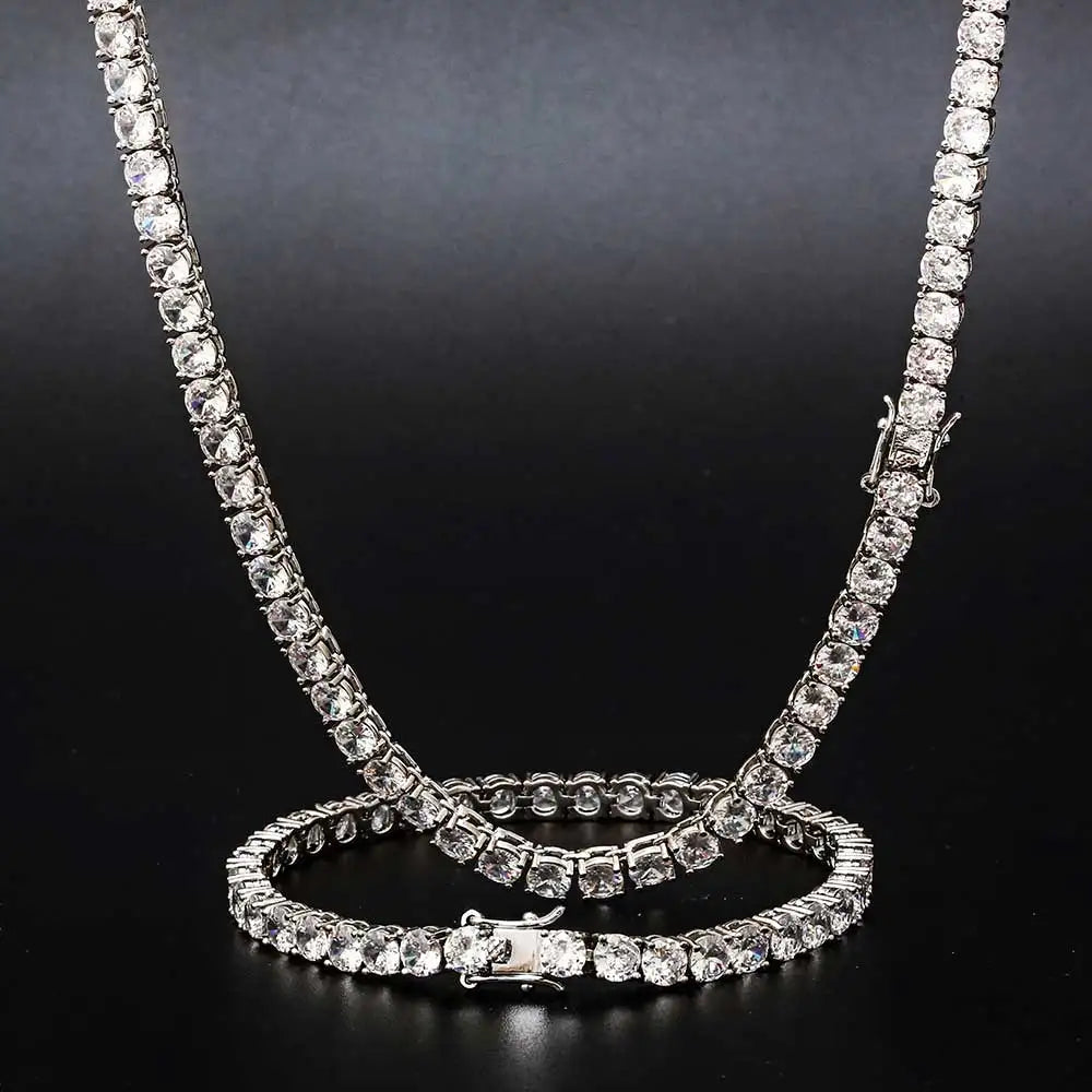 Tennis Necklace 925 Sterling Silver| 3mm-6mm Cubic Zirconia Round Cut Faux Diamond  Tennis Chain for Women and Men - Walmart.com